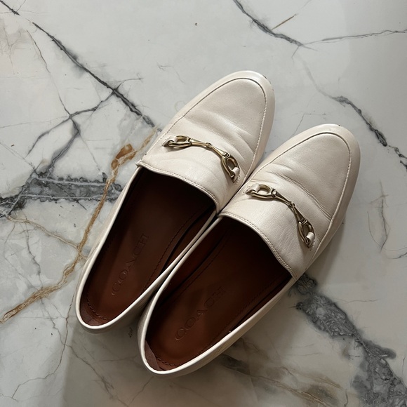 Coach Women’s Off-White Cream Haley Loafers with Gold Accent size 7.5 - Picture 1 of 6